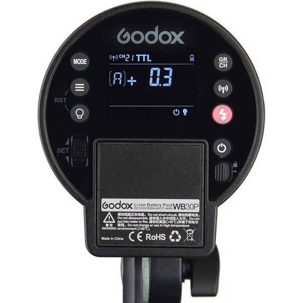 Rear control panel of Godox AD300 Pro Light