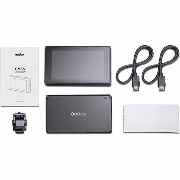 Godox GM55 HDMI 4K Monitor with accessories