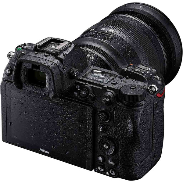 Weatherized body of the Nikon Z6 II shown drenched in water