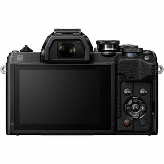 Rear view of the Olympus E-M10 Mark IV with 14-42mm EZ Len Black
