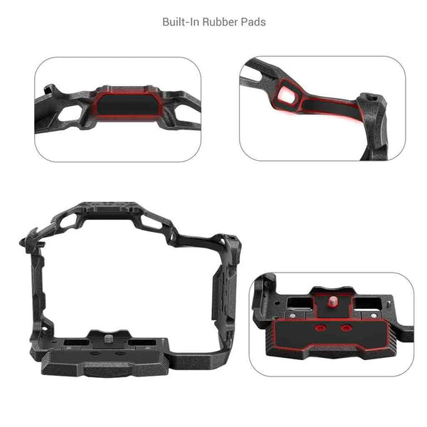 Built-in Rubber Pads of the SmallRig Black Mamba Cage Canon R5 R5 C R6