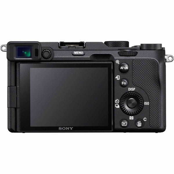 rear view Sony Alpha A7C black and menu dials