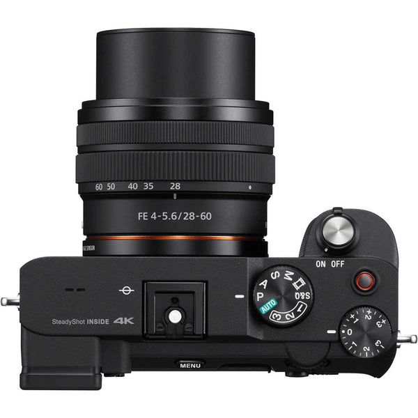 extended 28-60mm lens on Sony Alpha A7C black