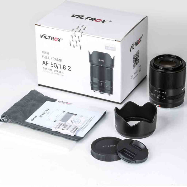 Box Contents of the Viltrox 50mm F1.8 Z Lens for Nikon