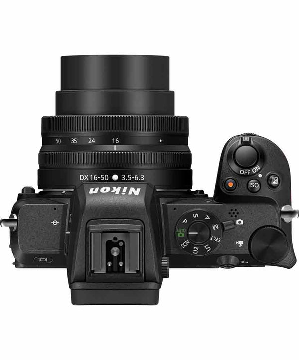 Top view of Nikon Z50 with 16-50mm kit