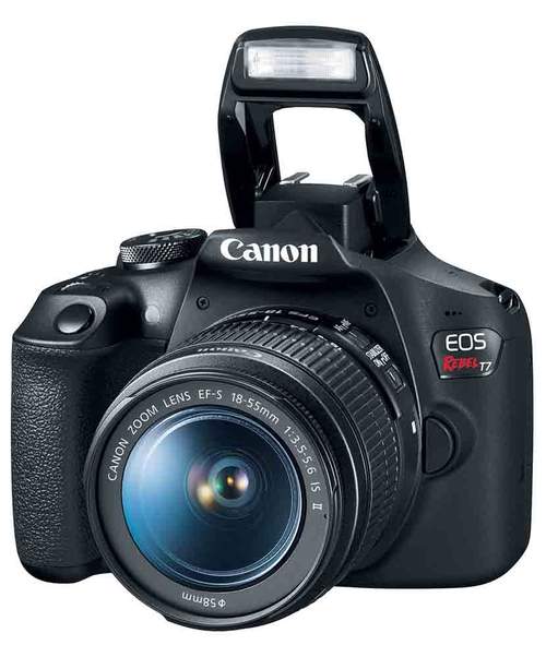 Internal flash engaged on the Canon EOS Rebel T7 with EF-S 18-55mm IS II lens kit