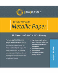 PROMASTER SILVER METALLIC PAPER 8.5X11 | 20 SHEETS